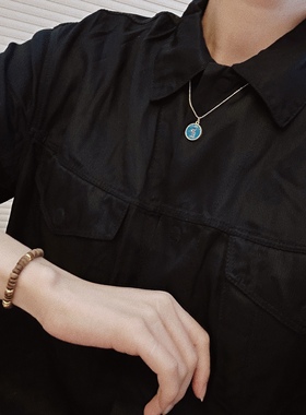 般若眼吊坠S925纯银烧蓝吊坠男女开智开运护眼吊坠