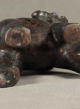 包浆抬头大象小象把件金属复古