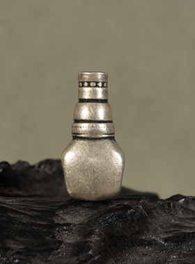 藏传老银纯银材质佛头三通佛珠手串配饰挂件吊坠藏式10.6mm