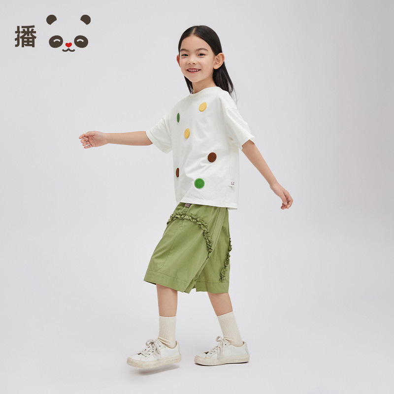 播broadcute童装T恤2024夏季新款男女童简约波点短袖KER2Y837,淘宝优惠券,粉丝福利购,淘宝优惠卷