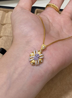 2024年新款高级感紫荆缎带锆石戒指轻奢气质复古高贵优雅爆款项链