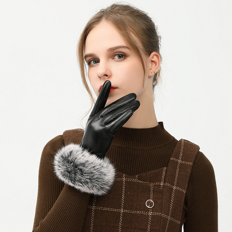 真兔毛皮手套女秋冬季保暖加绒韩版时尚骑行开车触屏防风全指手套,淘宝优惠券,粉丝福利购,淘宝优惠卷