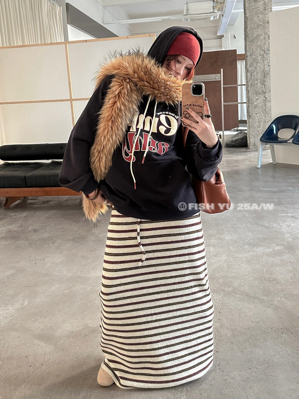 YU冬新款韩货彩色条纹毛织梨形身材休闲慵懒风长裙半身裙25777,淘宝优惠券,粉丝福利购,淘宝优惠卷