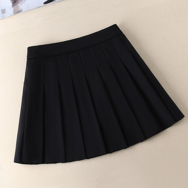 黑色西装2022年春夏新款高腰百褶裙 佐帕莎半身裙