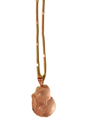 天然粉水晶狐狸粉晶小狐狸吊坠男项链礼物吊坠项链挂件饰品