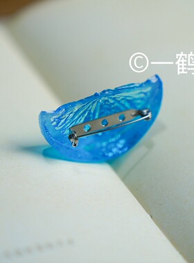 蓝柠檬胸针我的柠檬成精了手工制作树脂仿真冰柠檬片胸针别针饰品