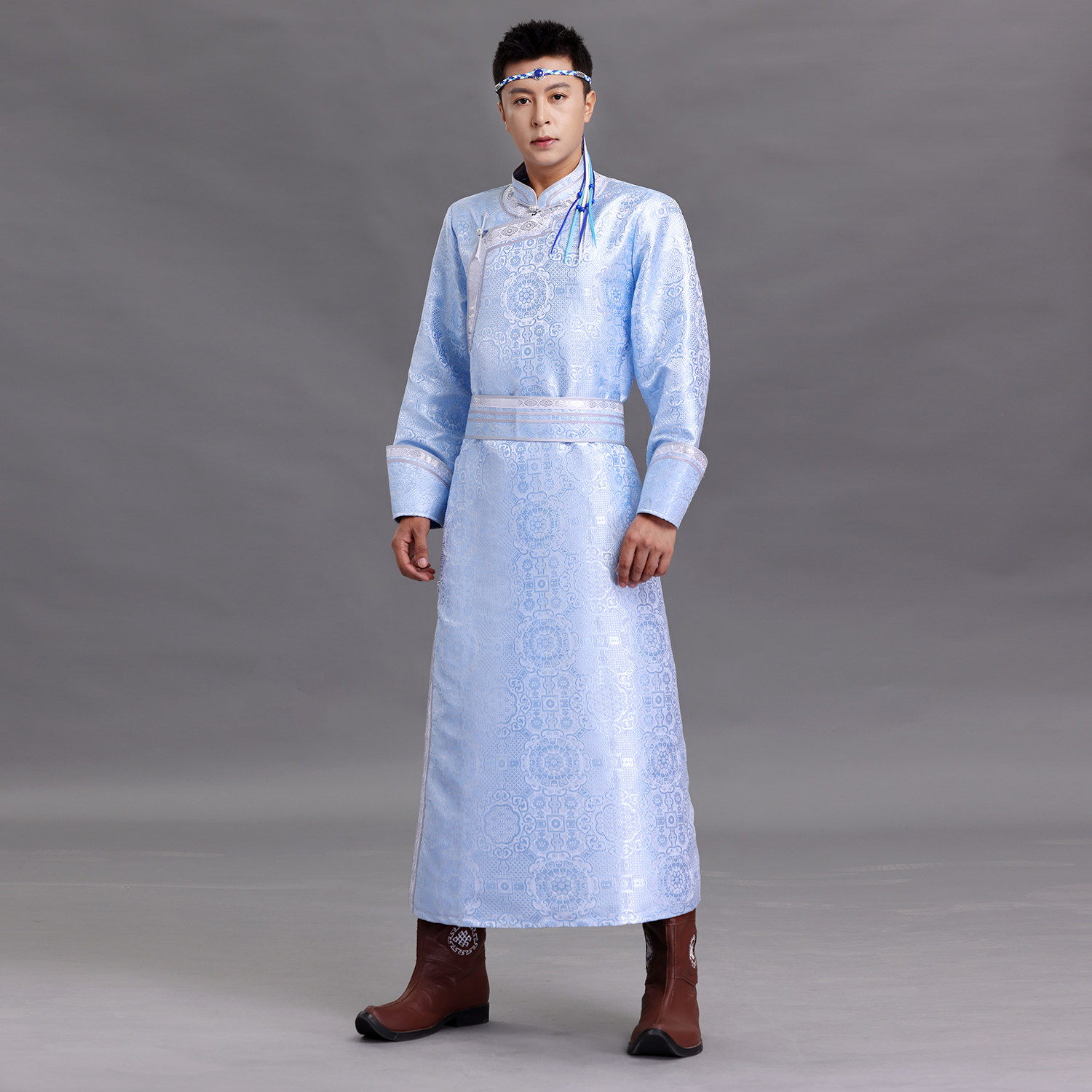 蒙古族男装舞台表演服传统男士蒙古袍长袍手工盘扣立领少数民族服,淘宝优惠券,粉丝福利购,淘宝优惠卷