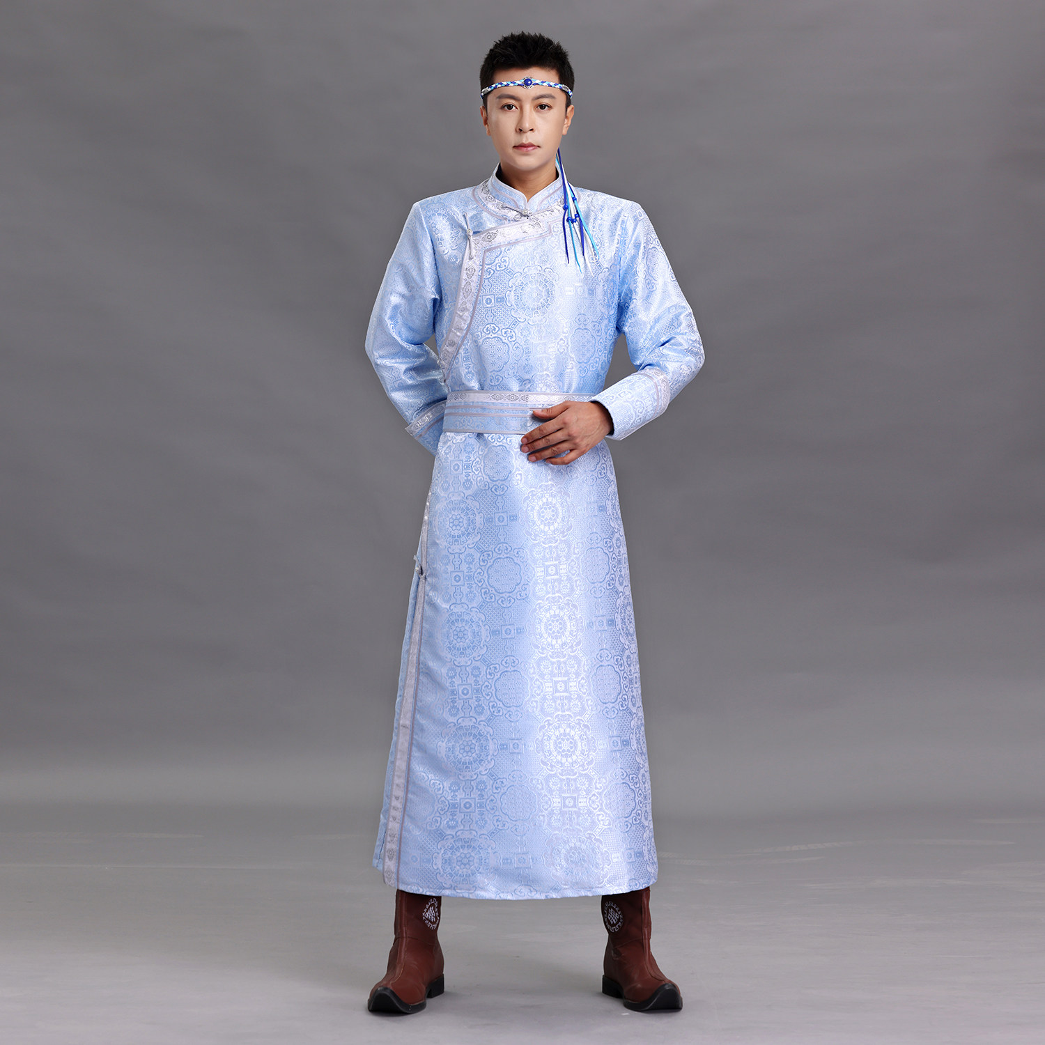 蒙古族男装舞台表演服传统男士蒙古袍长袍手工盘扣立领少数民族服,淘宝优惠券,粉丝福利购,淘宝优惠卷