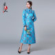 蒙古服装女长款传统蒙古袍手工盘扣蒙古族舞蹈演出服少数民族服饰