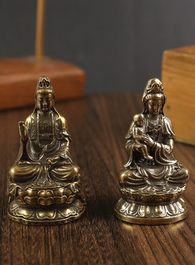 黄铜送子观音摆件纯铜