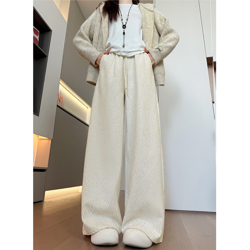 小香风阔腿裤女2025新款春秋季垂感宽松bf慵懒风休闲小个子直筒裤 - 图2