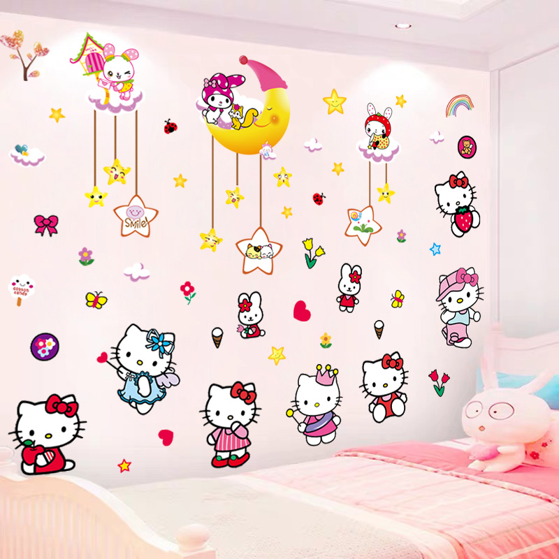 Kitty Wall Stickers Children S Room Wall Decoration Warm Girl