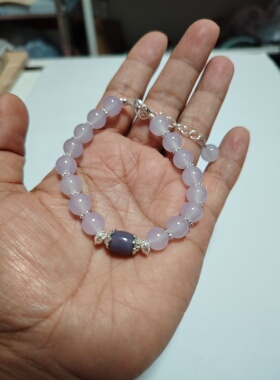 原创8mm琉璃珠手串女紫罗兰配桶珠2024新款新中式纯手工手链