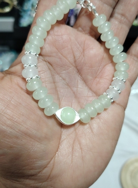 8mm果绿色琉璃算盘珠手链女款小众设计感高级轻奢气质百搭送女友