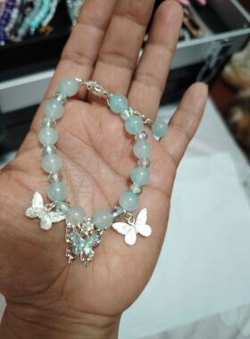 8mm琉璃珠流行蝴蝶串珠手链首饰配饰手环纯手工TGP绿光派对