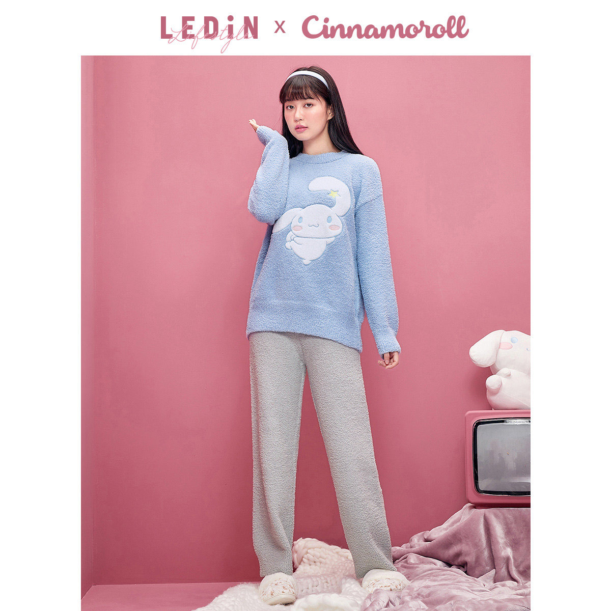 乐町大耳狗玉桂针织毛衣秋冬睡衣 乐町内衣睡衣上装