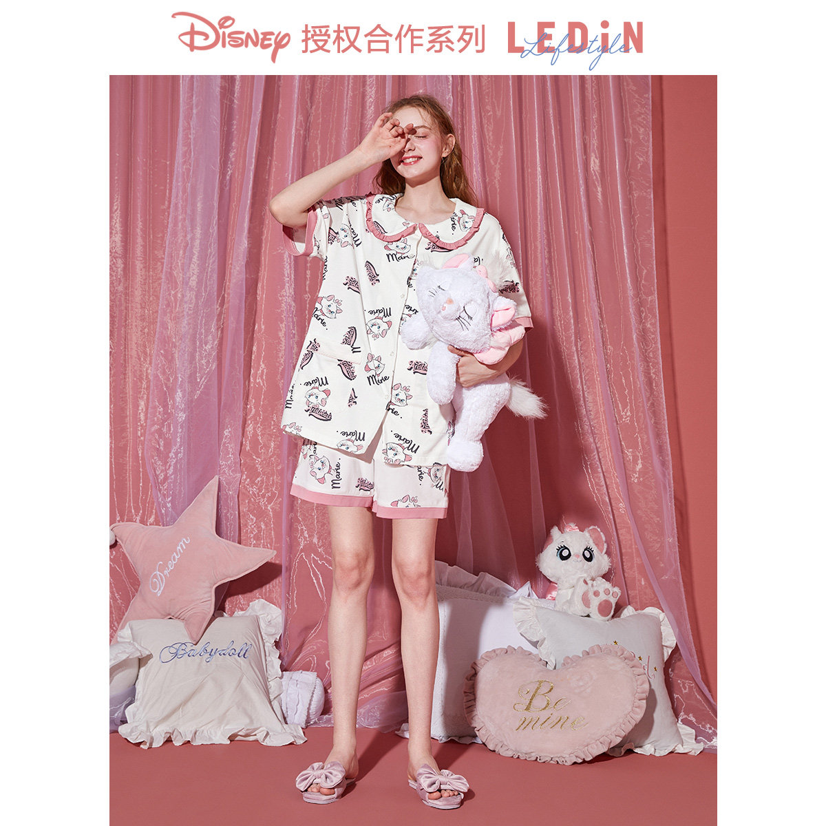 乐町女夏玛丽猫印花家居服套装睡衣 乐町内衣睡衣/家居服套装