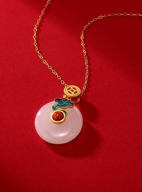 花轿喜事李玉湖田曦薇同款项链女古风仿和田玉平安扣颈链国风配饰