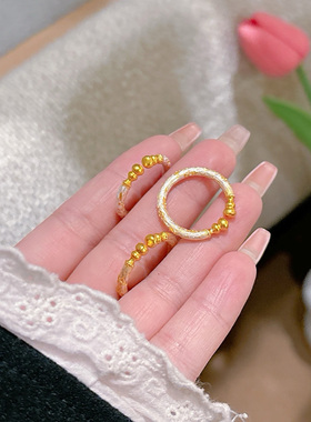 足银999.9描金樱花葫芦开口戒指