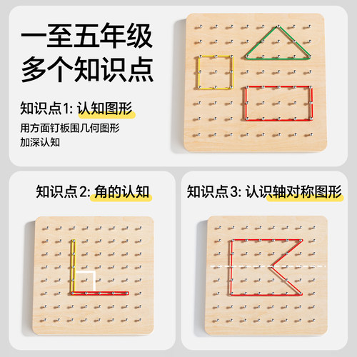 儿童蒙氏几何钉子板教具中大班数学区材料幼儿园早教益智图形玩具-图2