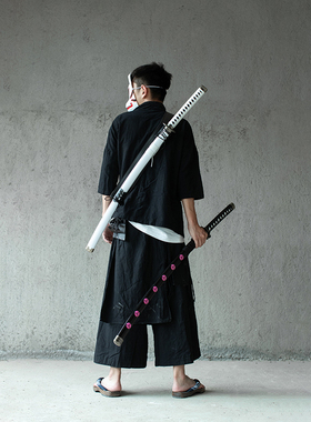 单刀背带皮质武士道腰带