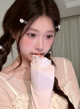 迷你珍珠花朵发夹~复古甜美小号刘海夹发卡女前额碎发夹子鸭嘴夹