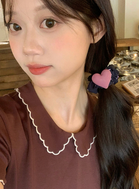 韩系爱心纽扣波点发圈洋气百搭小肠圈扎马尾丸子头发绳高颜值发饰
