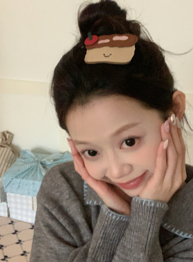 少女天菜！超可爱皮质兔子面包发夹趣味设计感刘海夹BB夹发饰头饰