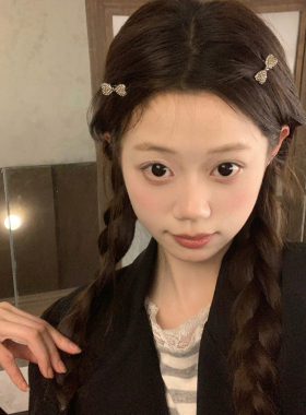 满钻蝴蝶结小发夹女侧边刘海夹气质水钻发卡轻奢高级感边夹碎发夹