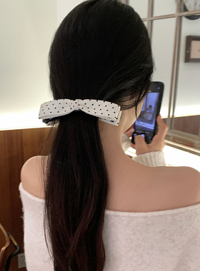优雅气质波点蝴蝶结马尾夹女法式高级感香蕉夹竖夹扭扭夹发饰新款
