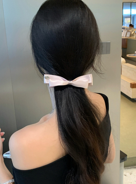 甜美缎面蝴蝶结香蕉夹韩系少女增高马尾夹扭扭夹发卡竖夹新款发饰