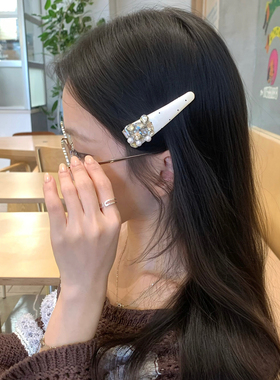 高级感重工水钻缎面布艺bb夹前额刘海夹侧边夹韩系时尚发卡发饰新