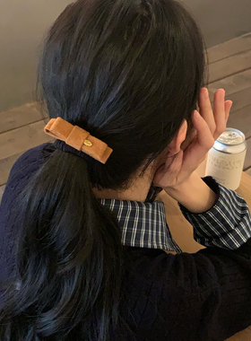 乖巧格雷系~立体毛呢蝴蝶结发圈复古百搭发绳扎马尾头绳发饰秋冬
