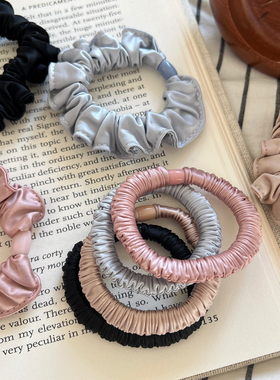 4条装 缎面褶皱裙边小肠圈发绳柔软高弹力扎发皮筋头绳不伤发发圈