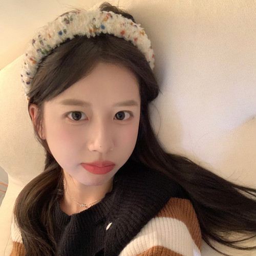 曲奇点点~彩色毛线手工绕织发箍撞色气质百搭网红压发头箍发饰品 - 图0