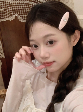 芭蕾小香~银色水钻蝴蝶结椭圆发夹发卡复古少女感BB夹碎发刘海夹