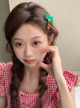 泰妹市集！可爱醋酸苹果樱桃椰树发夹趣味少女心鸭嘴夹碎发刘海夹