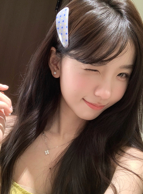 柠檬苏打~甜美撞色波点发夹大号刘海夹韩系少女发卡侧边夹子发饰