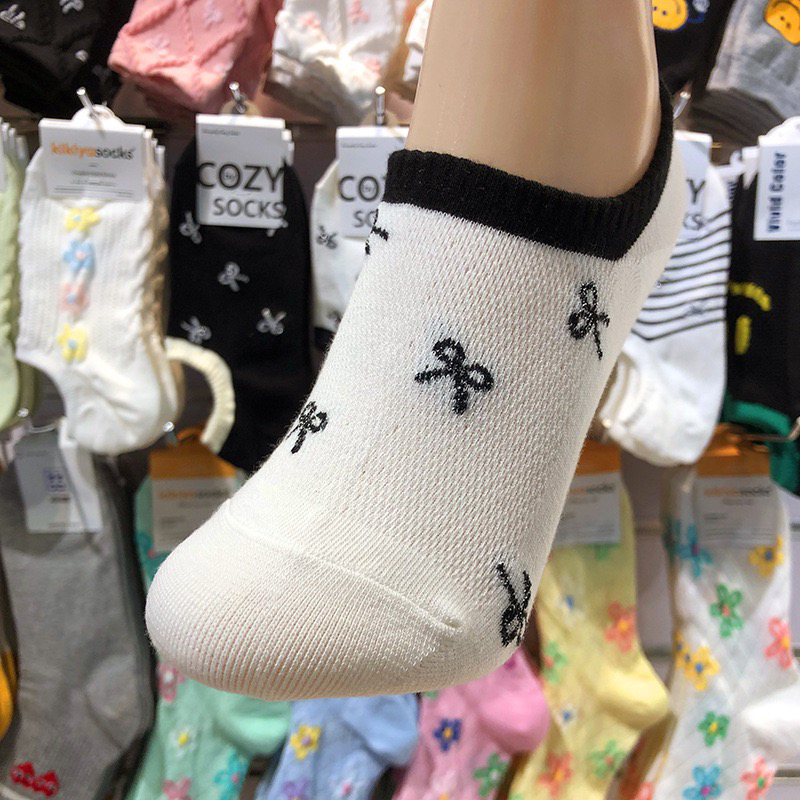 韩国春夏新款船袜银葱蝴蝶结miu系少女袜浅口防脱隐形袜4105 - 图3