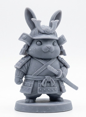 实心黄铜武士兔子摆件复古做旧铜茶宠日式甲胄短刀萌兔桌面手办和