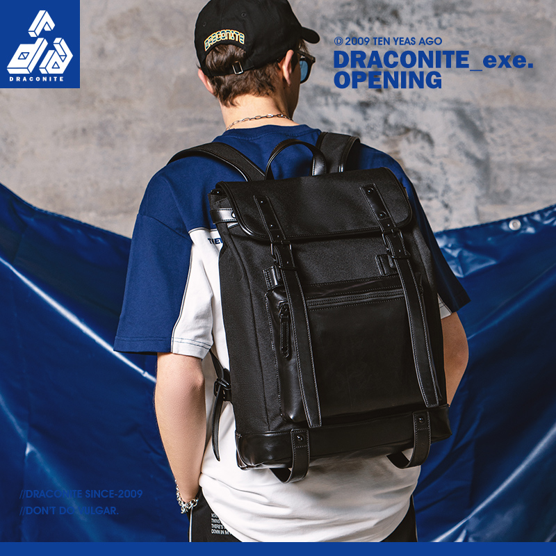 DRACONITE时尚潮流学院风帆布双肩包男休闲简约潮牌电脑背包11489 - 图1