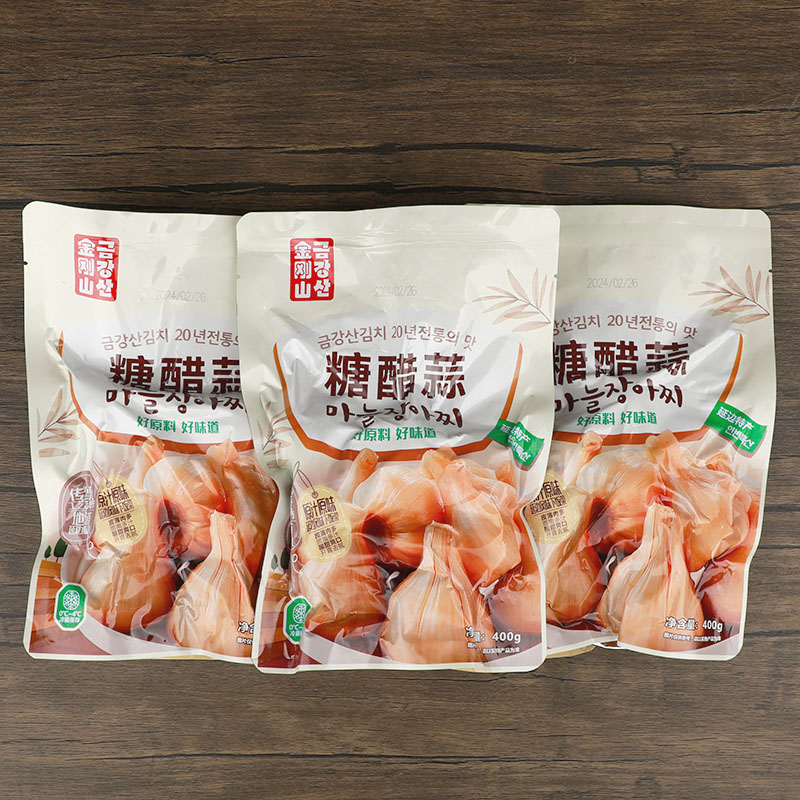 金刚山糖醋蒜腌大蒜头火锅伴侣酸甜蒜头东北腌蒜咸菜下饭菜400g - 图1