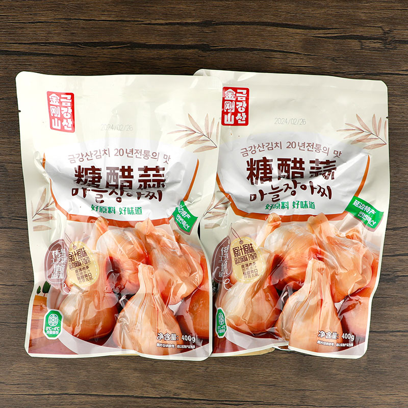 金刚山糖醋蒜腌大蒜头火锅伴侣酸甜蒜头东北腌蒜咸菜下饭菜400g - 图0