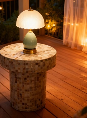 法式几何天然大理石纯手工茶几