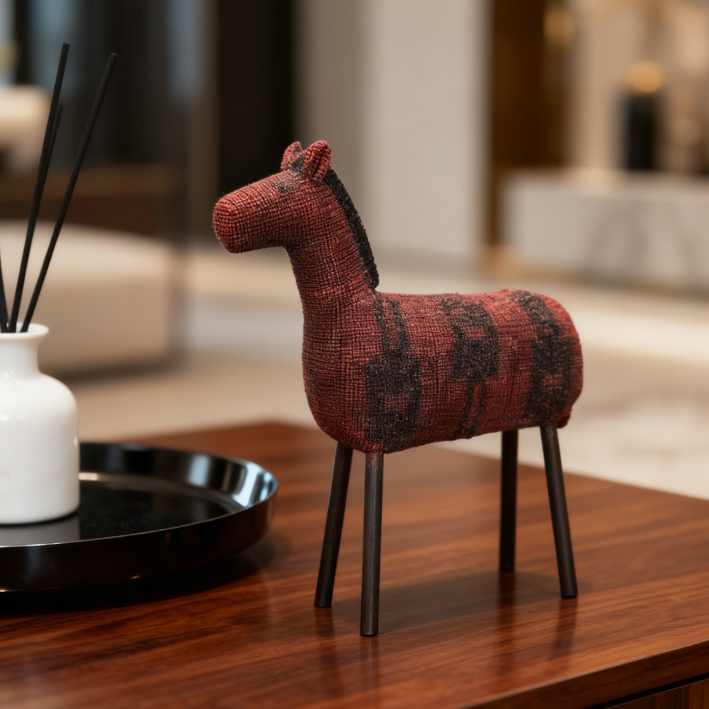 北欧风格手工编织马造型桌面摆件客厅装饰品树脂工艺品 - 图2