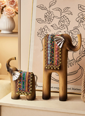 高级感民族特色大象招财装饰摆件客厅电视柜餐边柜家居软装工艺品