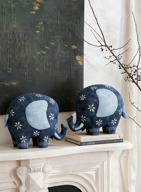 北欧布艺刺绣大象摆件乔迁礼盒