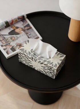 轻奢几何抽象纸巾盒客厅收纳摆件