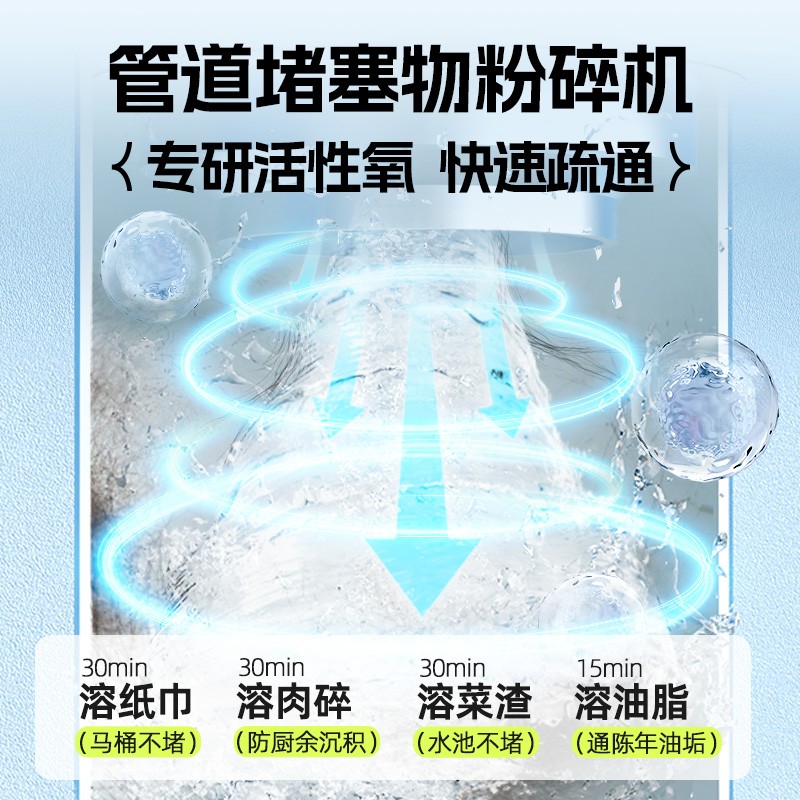 airfunk椰放管道疏通剂马桶堵塞除味厨房油污下水道强力疏通溶解 - 图0