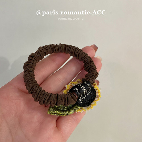 森系向日葵发圈2022年新款ins高级感气质发绳皮筋女扎头头绳发饰 - 图3